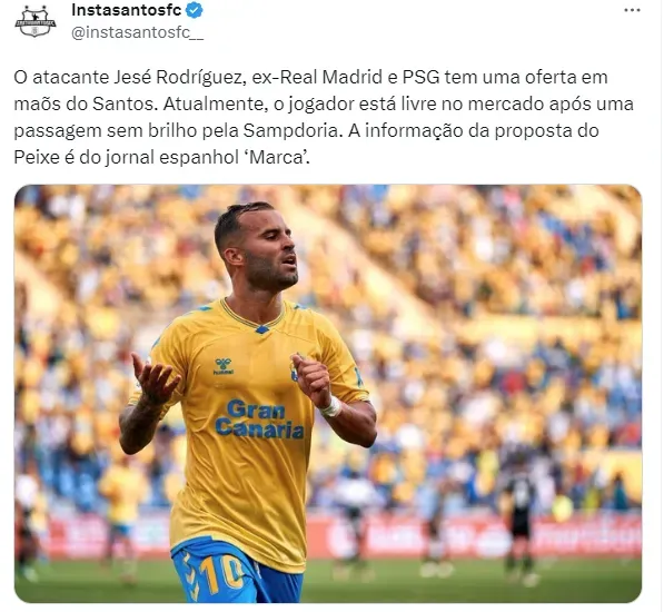 Repercussão do interesse do Santos em Jesé