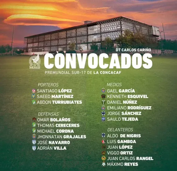 Los convocados por México para el Pre-Mundial. (Foto: @miseleccionsubs)