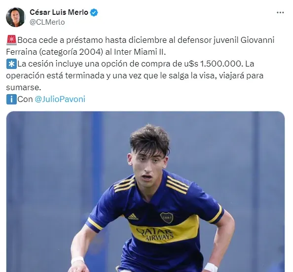 Posteo de César Luis Merlo.