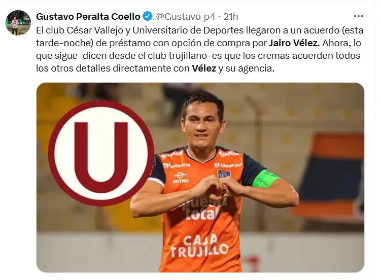 Vélez, nuevo jugador de Universitario. (Foto: Gustavo Peralta)