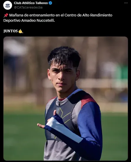 Matías Galarza, en Talleres. (Captura)