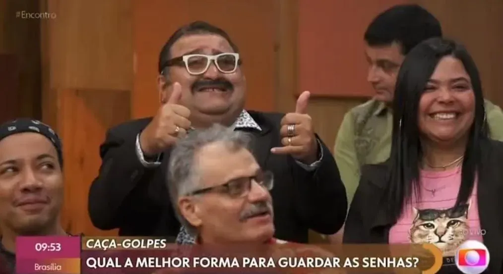 Convidado da plateia com semelhança com Seu Barriga da série Chaves – Foto: Reprodução/TV Globo
