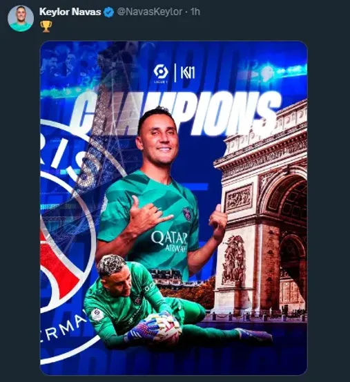 Posteo de Keylor Navas tras salir campeón con PSG