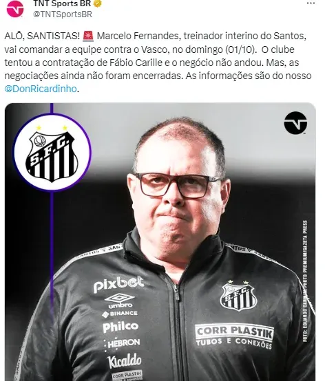 Santos negocia contratação de Carille para temporada na Série B