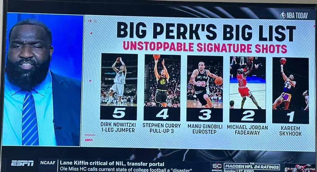 Los 5 tiros mas imparables de la NBA (Foto: Captura de pantalla ESPN)