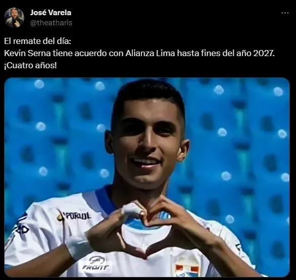 Kevin Serna y el tiempo de contrato con Alianza Lima. (Foto: Twitter).