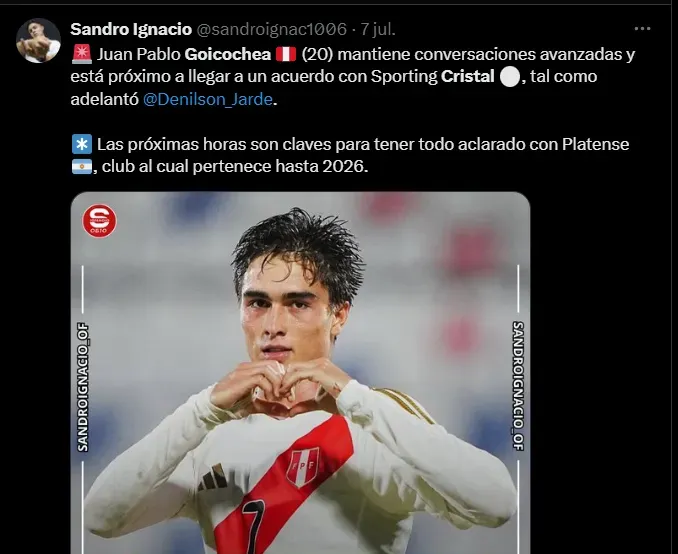 Fuente: @sandroignac1006