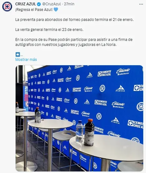 Regresó el Pase Azul. (@CruzAzul)