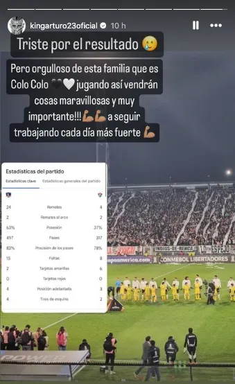 La publicación de Vidal tras la caída contra Fluminense