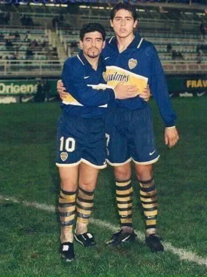 Juan Román Riquelme y Maradona en Boca