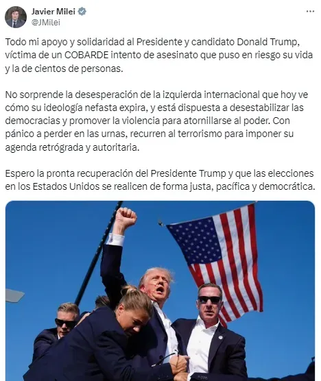 Mensaje del presidente de Argentina, Javier Milei.