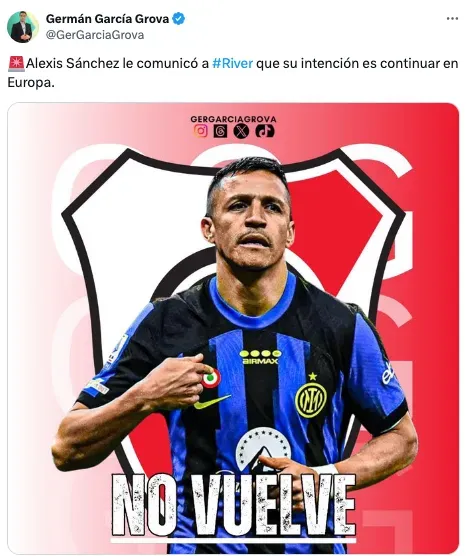 Alexis no vuelve a River Plate