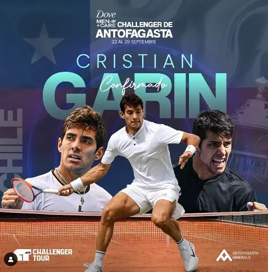 Así se anunció al chileno en el torneo. Foto: IG Challenger Antofagasta.