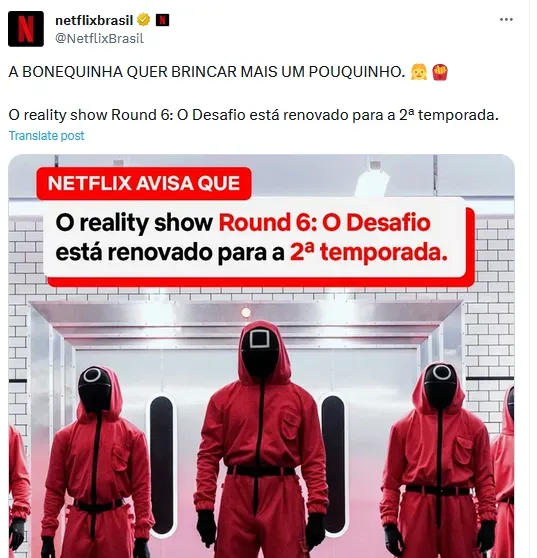 Reality baseado em Round 6 chega em novembro na Netflix