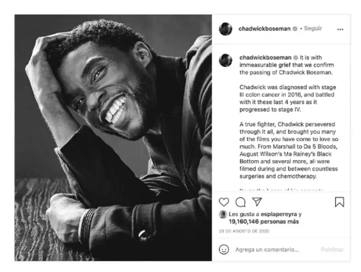 La despedida a Pantera Negra (Fuente: @chadwickboseman)