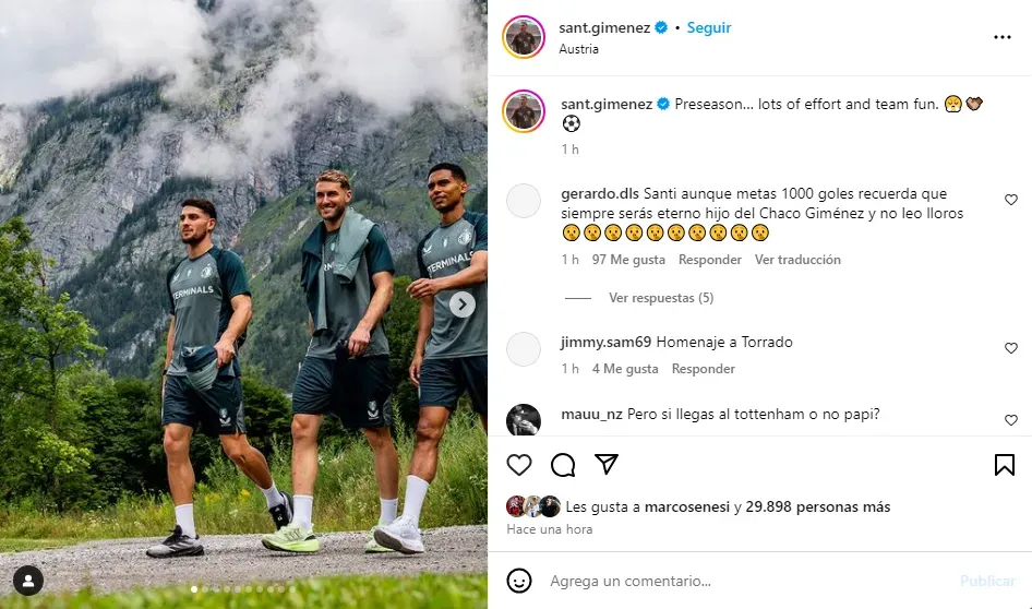 El jugador ya realiza la pretemporada con sus compañeros del Feyenoord en Austria. [Foto Redes Sociales]