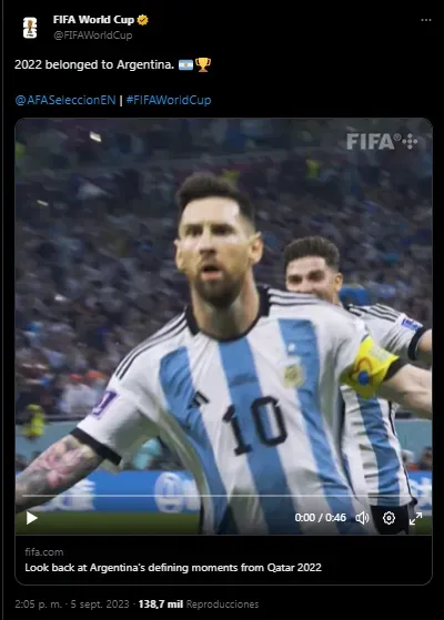 Mensaje de FIFA sobre Argentina (Foto:X / @FIFAWorldCup)