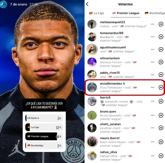 Enzo quiere verlo a Mbappé en la Premier League. (vía Ataque Futbolero)