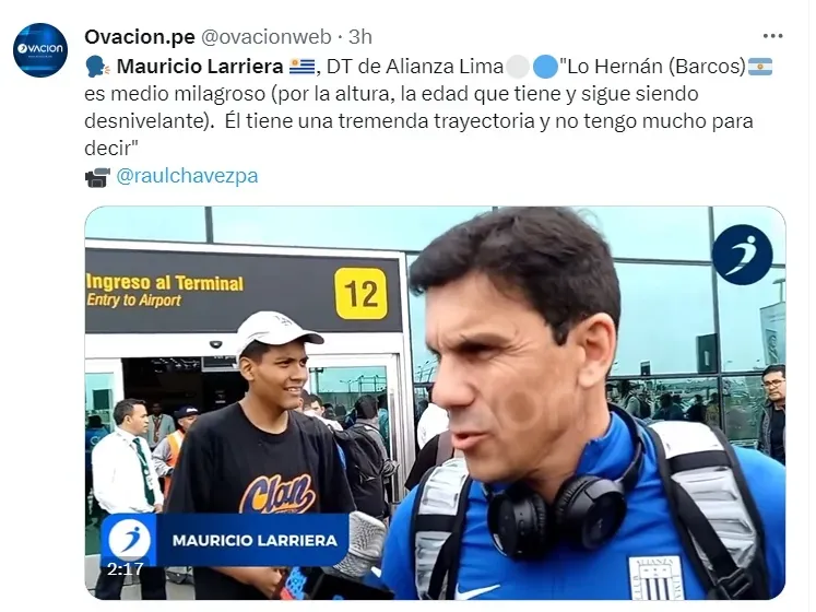 Mauricio Larriera habló sobre el triunfo de Alianza Lima. | Créditos: Twitter @ovacionweb.