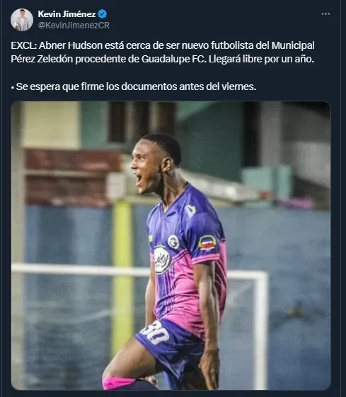 Kevin Jiménez sobre Abner Hudson en su cuenta oficial de X.