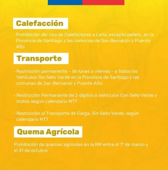Prohibiciones en la jornada. Foto: Gobierno de Chile.