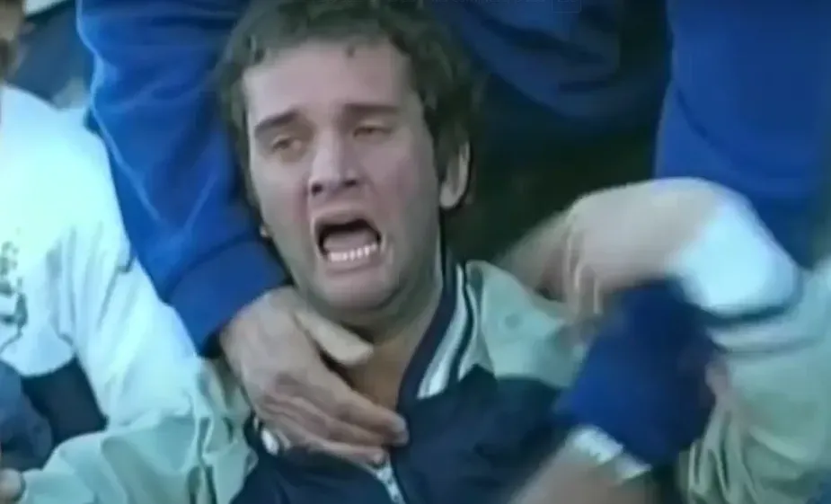 El hincha de Gimnasia, que casi se infartó por el gol de Niell (Captura).