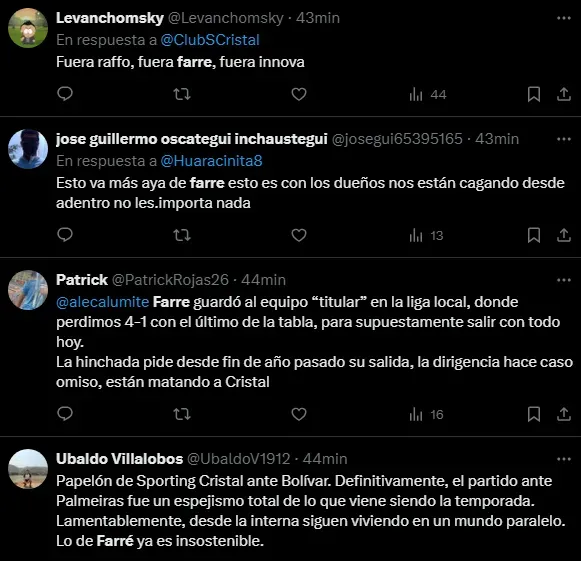 Hinchas molestos con Guillermo Farré (Foto: X).