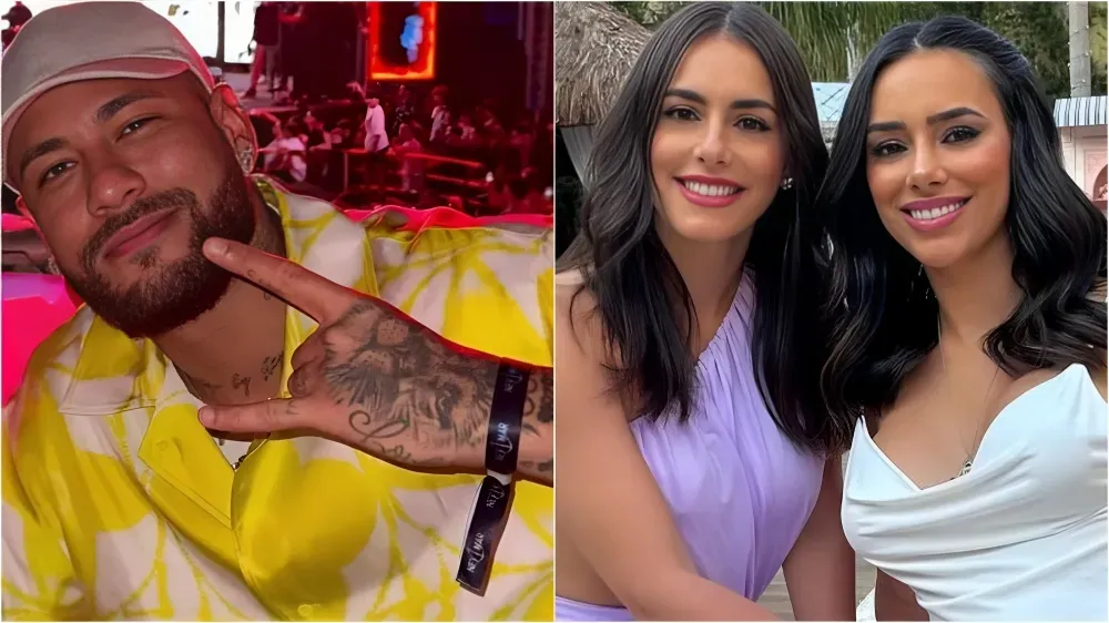 Foto 1: Neymar no cruzeiro Foto 2: Bianca e Bruna Biancardi no chá de bebê da influenciadora – Fotos: Instagram/Neymar e Instagram/Bianca