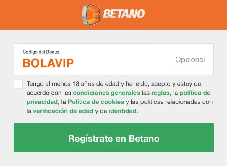 Poceso de registro para introducir el código de apuesta Betano MX y obtener un bono