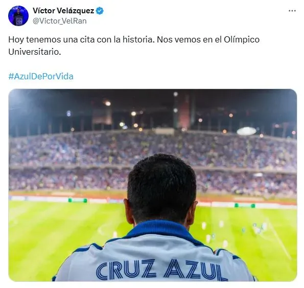 El mensaje que Víctor Velázquez le dedicó a Cruz Azul por la final (X)