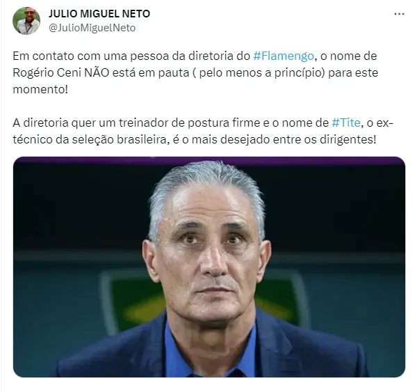 Informação de Julio Miguel sobre Tite