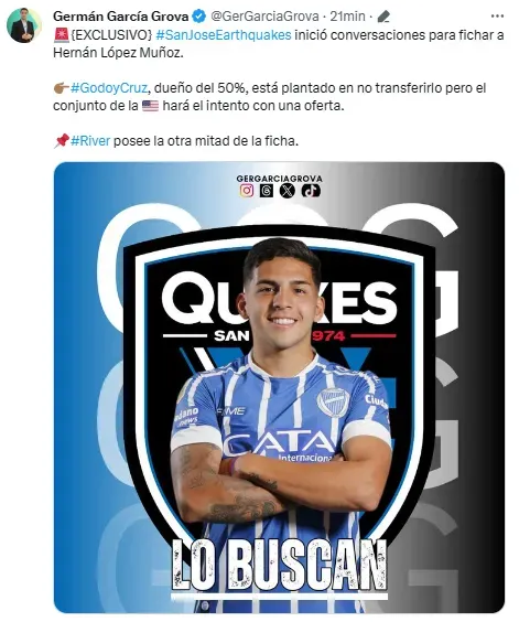 Hernán López Muñoz podría irse a la MLS.