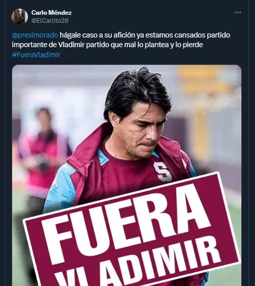 Afición del Saprissa se expresa en contra de Vladimir Quesada en las redes sociales.