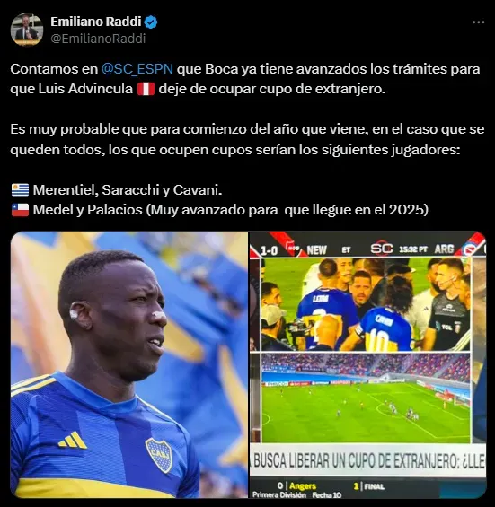 Luis Advíncula, cerca de liberar un cupo.