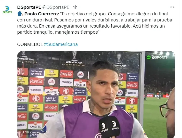 Paolo Guerrero hablando sobre la final de la Copa Sudamericana. | Créditos: DSportsPe.