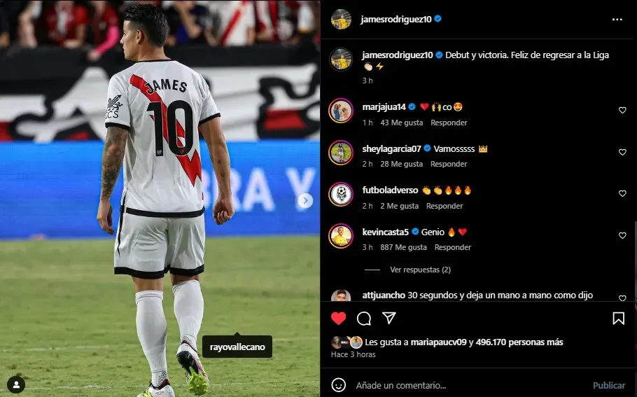 Mensaje de James por su debut