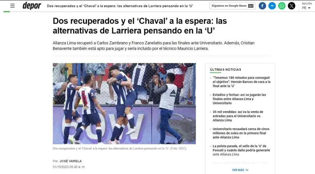 Alianza Lima recupera a Zambrano, Benavente, y Zanelatto. (Foto: Diario Depor).