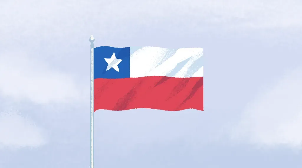 Bandera chilena con mástil