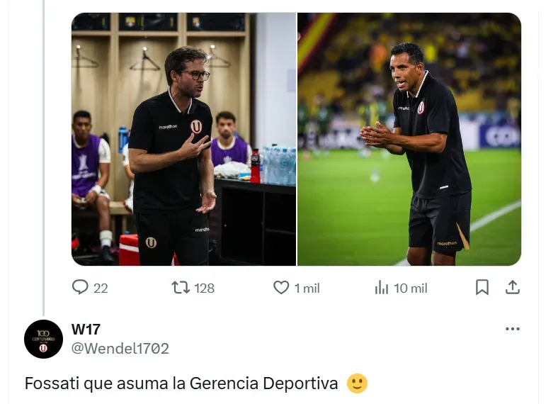 Mensaje del hincha de Universitario a Manuel Barreto. (Foto: Captura de pantalla)