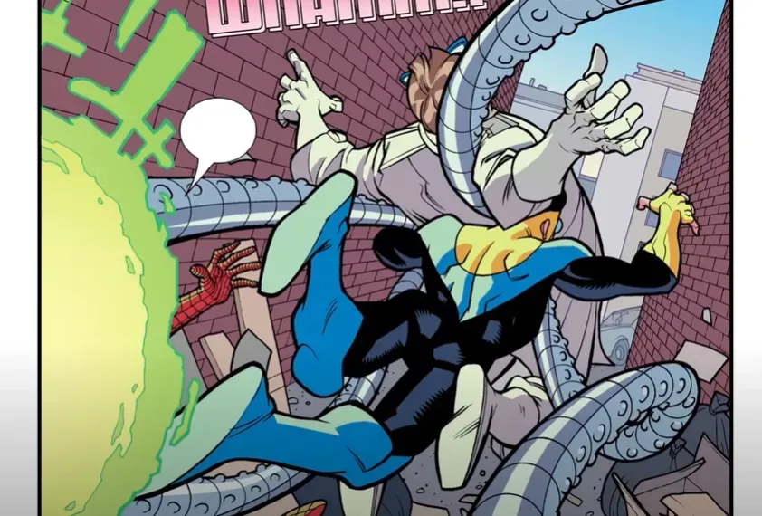 Así fue la primera aparición de Spider-Man en el comic de Invincible. Imagen: Notifriki TV.