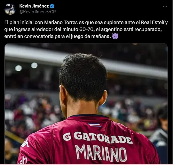 Mariano Torres arrancaría desde el banquillo ante Real Estelí.