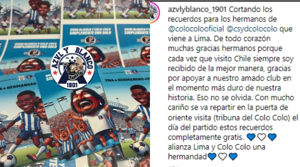 Los regalos de los hinchas de Alianza para los de Colo Colo. | Imagen: @azvlyblanco_1901.