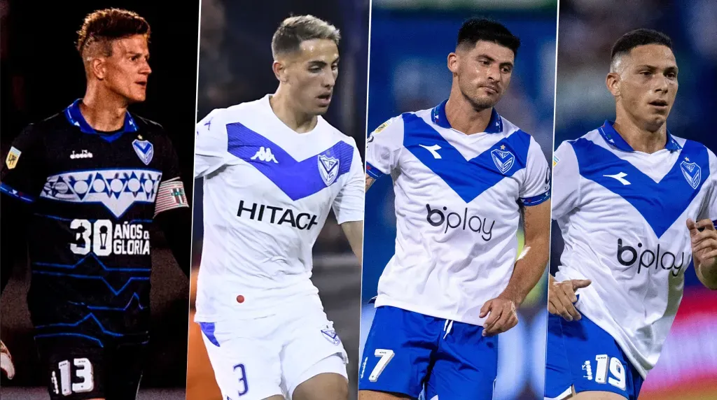 Sosa, Cufré, Florentín y Osorio, los futbolistas de Vélez involucrados en la denuncia (Instagram / Getty / Imago).