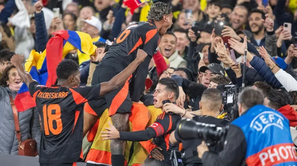 La celebración de Colombia en el gol vs. España. (Foto: Imago)