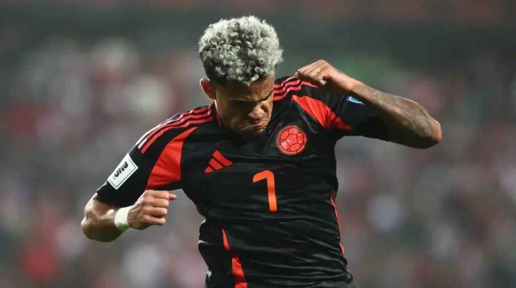 La celebración de Díaz por el gol contra Perú. (Foto: Getty Images)