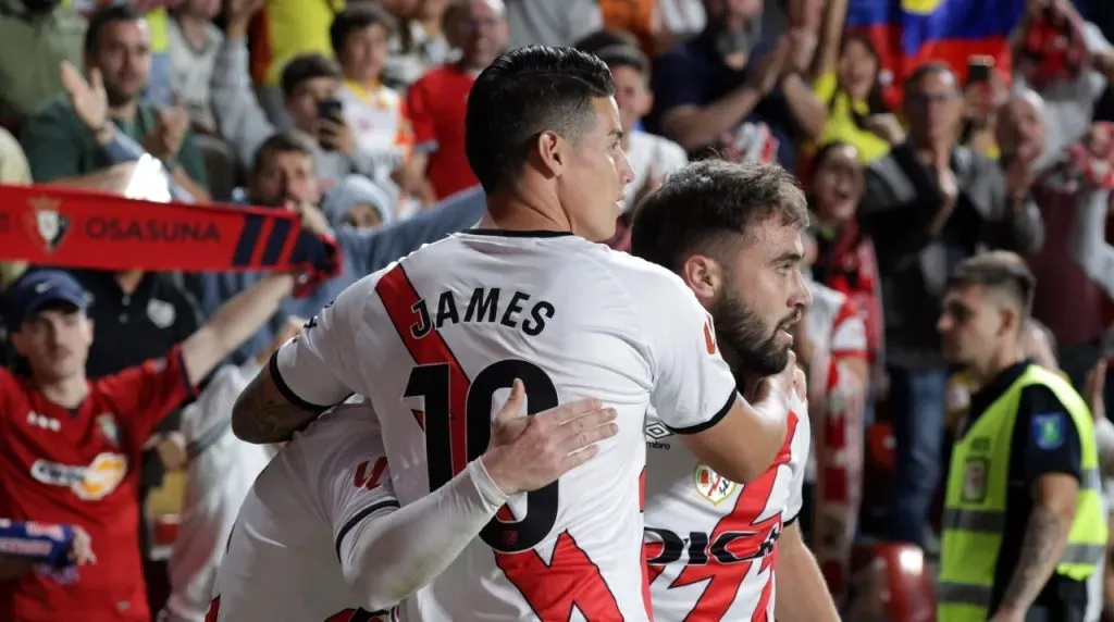 James celebrando el tercer gol de Rayo Vallecano. (Foto: Imago)