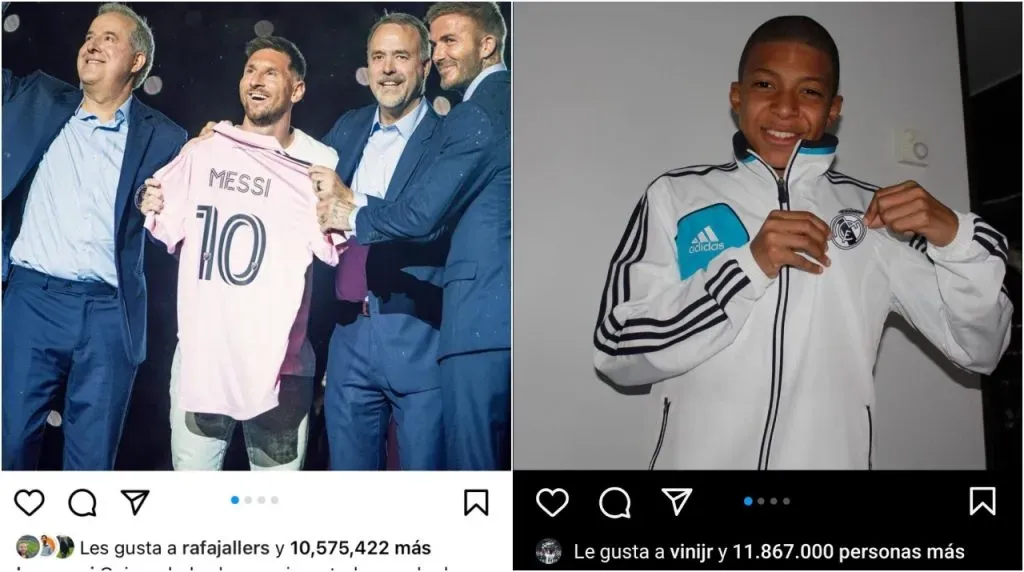 Comparación entre Messi y Mbappé. (Foto: Instagram)