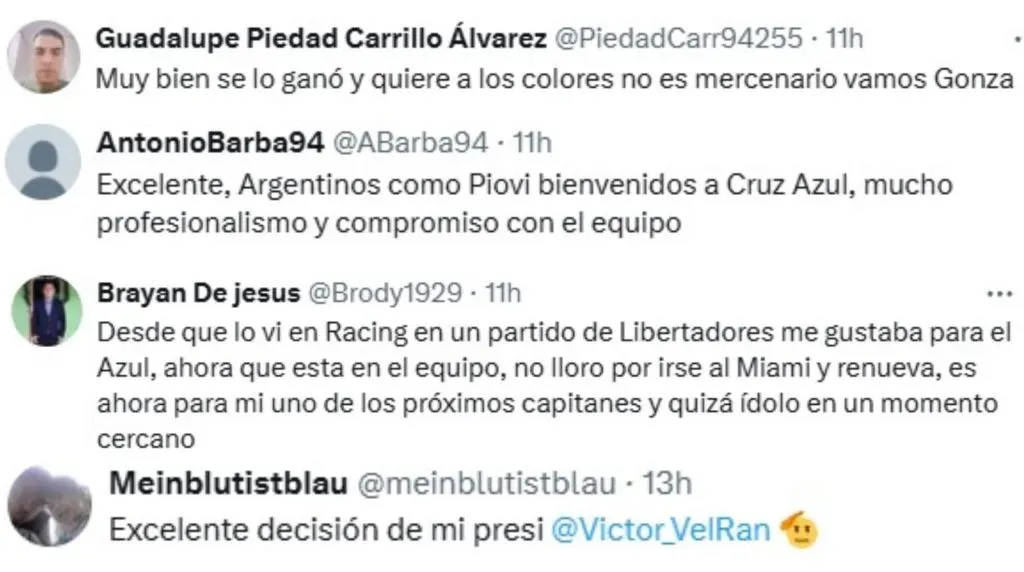 La afición de Cruz Azul se expresó ante la renovación de Gonzalo Piovi (X)