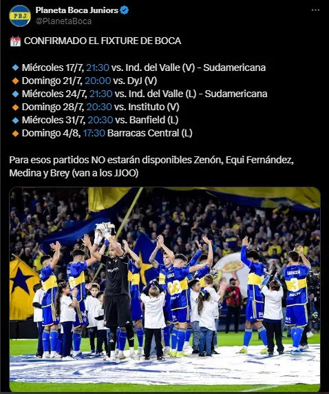 La agenda completa de Boca al regreso de la Copa América.