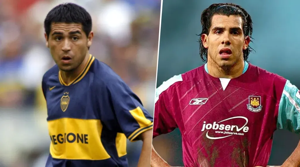 Juan Román Riquelme y Carlos Tevez (Twitter)